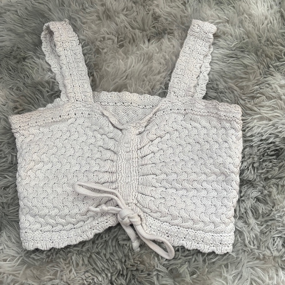 White knit Holister Crop Tank
